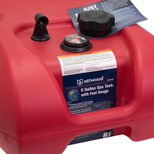 Vista 3 de Attwood Tanque de combustible portátil para barco marino de 6 galones con certificación EPA y CARB