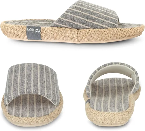 Vista 7 de YARSOU Pantuflas para mujer, con punta abierta, de algodón y lino, transpirables, para interiores y exteriores