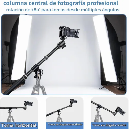 Vista 2 de Brazo de extensión de trípode de aluminio de 41 pulgadas, brazo de columna central horizontal retráctil con scerws de 1/4 pulgadas y 3/8 pulgadas