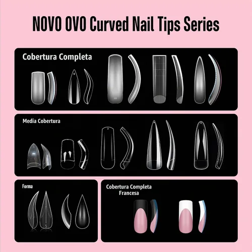 Vista 7 de NOVO OVO Halloween 500 piezas Puntas de uñas postizas curvas Hawk transparentes extra súper extremas de curva profunda y media, puntas de garra