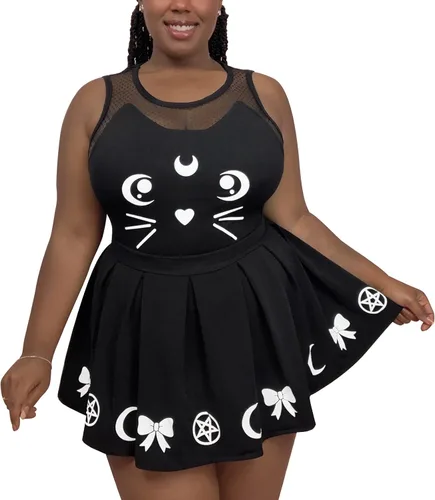 Vista 4 de Littleforbig Mameluco de algodón para pijama, conjunto de falda de mono Luna