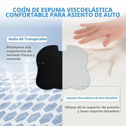 Vista 5 de Lofty Aim Cojín de asiento de coche, cómodos cojines de espuma viscoelástica para conducir (negro)