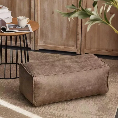 Vista 15 de Puf - Funda de sofá para puf (sin relleno), funda de sofá perezoso de doble asiento de piel de gamuza sintética, puf para sofá seccional, puf