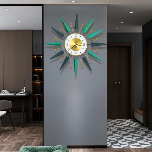 Vista 6 de Reloj grande silencioso de mediados de siglo sin tictac, reloj de pared grande de 23.6 pulgadas decorativo de metal, decoración moderna