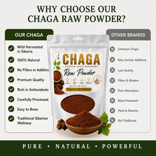 Vista 9 de Polvo crudo de hongos chaga siberianos cosechado silvestre totalmente natural, 5 onzas (5.01 oz.)