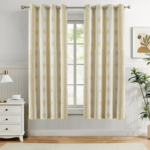 Vista 33 de Melodieux Cortinas bohemias 80% opacas de 63 pulgadas de largo para dormitorio, sala de estar, oscurecimiento de sala de estar, cortinas