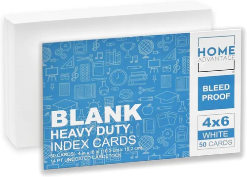 Vista 10 de Home Advantage Tarjetas de índice en blanco de 3 x 5: nuestro paquete de 50 tarjetas de notas en blanco utiliza cartulina resistente para que sean a
