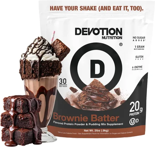 Vista 20 de Devotion Nutrition Brownie - Proteína en polvo para batidos, hornear, brownies, postres, 0.71 oz de aislado de suero y mezcla de caseína, sin azúcar