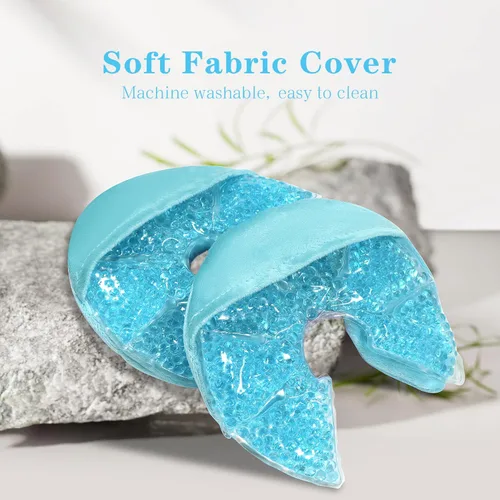 Vista 2 de Paquetes de hielo de gel para pecho caliente/frío, almohadillas de calor para lactancia materna, dolor de lactancia, mastitis, congestión, Azul