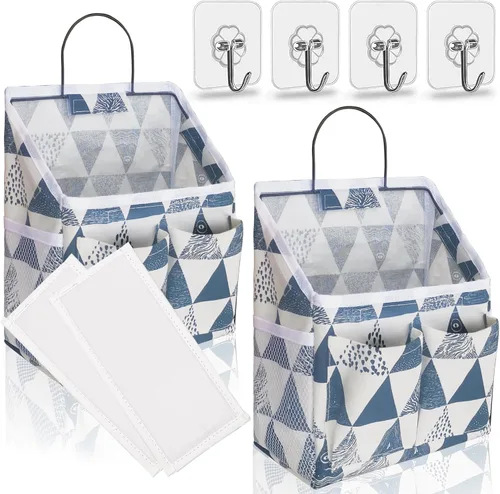 Vista 13 de Kanrichu 2 piezas de cestas pequeñas para colgar en la pared para organizar, bolsa de almacenamiento colgante en la pared como organizador sobre