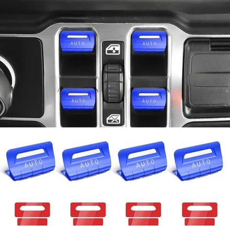 Vista 16 de Cubierta de botón de interruptor de ventana de metal para Jeep Wrangler JK JKU 2018 2017 2016 2015 2014 2013 2012 2011, accesorios para interiores