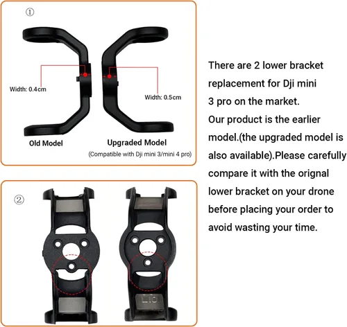 Vista 2 de Reemplazo Mini 3 Pro Gimbal Roll Arm Soporte de montaje inferior, piezas de reparación del eje R para DJI Mini 3 Pro