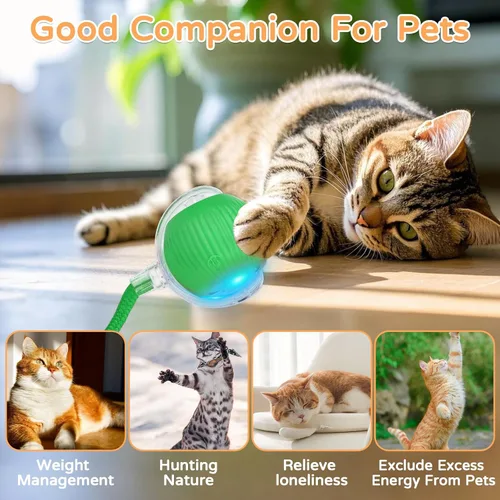 Vista 5 de Goosheep 2025 Nuevo 1 Paquete Pelota para Gato Juguetes de Gatito para Interiores Juguete de Pelota Interactivo para Gatito Cola Rápida Rodamiento