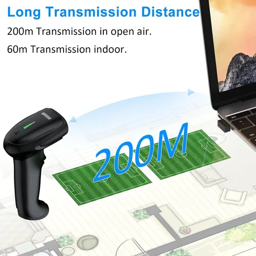 Vista 4 de Symcode Escáner de Código de Barras Inalámbrico 2D, Bluetooth6.0 y Inalámbrico2.4G y Conexión USB por Cable, Escáner Lector de Códigos de Barras QR
