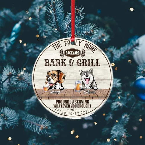 Vista 6 de SILYHEART Christmas Acrylic Ornaments Beagle Dog & Shikoku Dog Christmas Souvenirs Custom Family Dog Name Vintage Dog Home Christmas Memorial Gifts