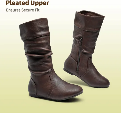 Vista 4 de DREAM PAIRS - Botas de invierno para montar en bicicleta para niñas, altura hasta la rodilla, piel sintética (niñas pequeñas, medianas y grandes)