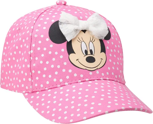 Vista 3 de Disney Gorra de béisbol Minnie Mouse para niña 3D con lazo curvo correa trasera 4-7 Blanco