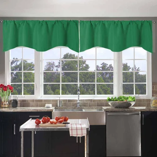 Vista 17 de Cenefa Blanco Puro Paquete de 2 - Cortinas de Liquidación para Sala de Estar, Baño y Dormitorio - Estilo Granja Festoneado, 18 Pulgadas de Largo
