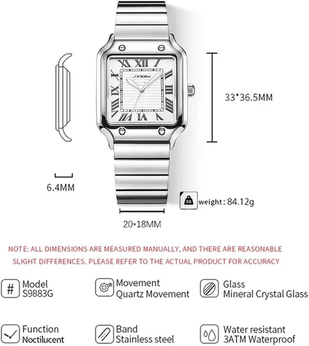 Vista 6 de Relojes cuadrados clásicos para hombre con números romanos reloj casual