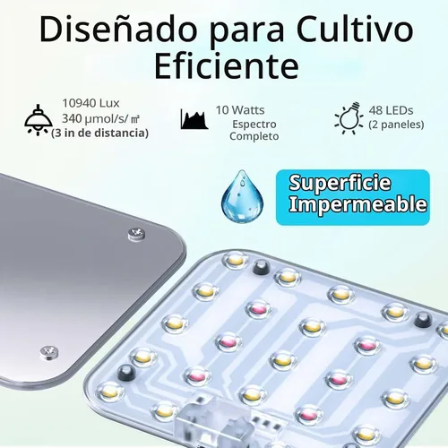 Vista 4 de Luz de cultivo para debajo del estante, temporizador automático, regulable, blanco perla, paquete de 1 Blanco (SP completo)
