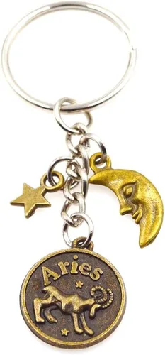 Vista 14 de It's All About...You! Bronze Zodiac Sign Moon & Star Keychain Horoscope Constellations Astrological 12 Signs