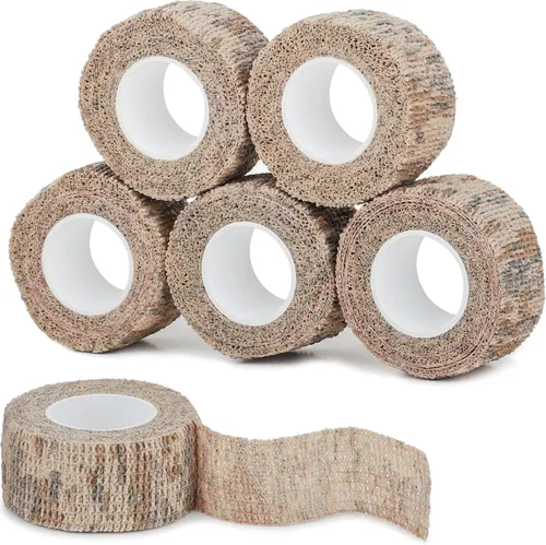 Vista 12 de Cinta adhesiva de camuflaje de 6 rollos, 1/2/3/4 pulgadas x 14.8 pies, vendaje autoadhesivo de camuflaje para acampar al aire libre, tira elástica