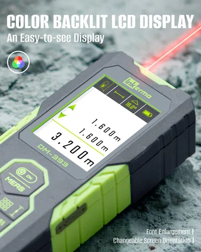 Vista 3 de Laser Measurement Tool, Inkerma Bilateral Laser Distance Meter,Rechargeable Laser Measure with Color Backlit LCD Display, Angle Sensor, Pythagorean