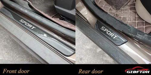 Vista 2 de Protector de rasguños para umbral de puerta de automóvil, compatible con accesorios Volvo XC40 XC60 XC90, placa de entrada de puerta de acero Carbon