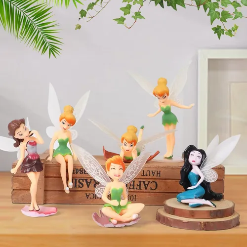 Vista 6 de 6 PCS Mini Figuras de Hadas para Jardín de Hadas, Adornos de Hadas en Miniatura de Resina, Hada Pequeña para Decoración de Pasteles de Cumpleaños