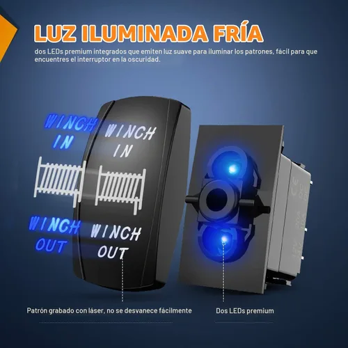 Vista 5 de Nilight 90005B Interruptor Basculante Láser Momentáneo de 7 Pines para Cabrestante en Kit de Arnés de Cableado para Cabrestante 20A/12V 10A/24V Azul