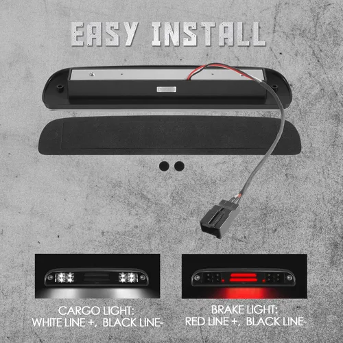 Vista 4 de Reemplazo para Ford F-250 F-350 F-450 F-550 Super Duty/Ford Ranger 1993-2011 Lente de humo LED cromado carcasa trasera de montaje alto 3ª tercera