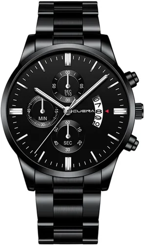 Vista 8 de yunanwa Paquete de 4 relojes para hombre, de lujo, casual, para negocios, impermeables, militares, de cuarzo, correa de acero inoxidable, dorado