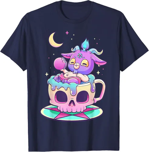 Vista 51 de Kawaii Pastel Goth Cute espeluznante Pentáculo Baphomet - Camiseta de cabra, Negro