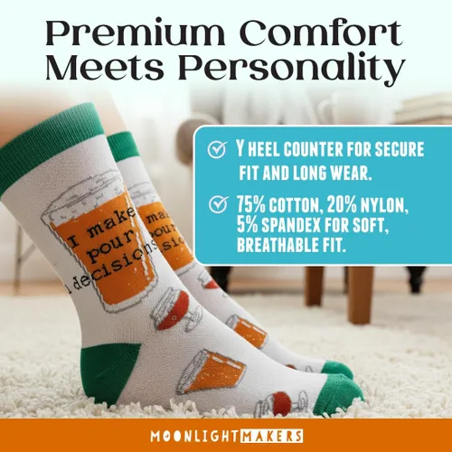 Vista 30 de Moonlight Makers Funny Colored Socks, Novelty Socks, Stocking Stuffer, Unisex Socks