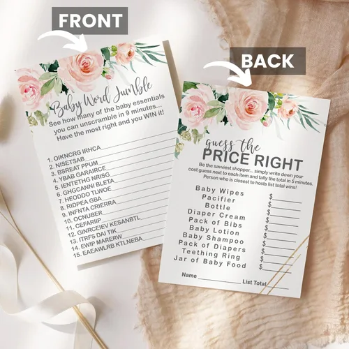 Vista 6 de Graceful - Juegos florales para baby shower, 25 cada uno, adivina el precio correcto, Baby Shower Word Scramble, Baby Name Race y Who Knows Mommy