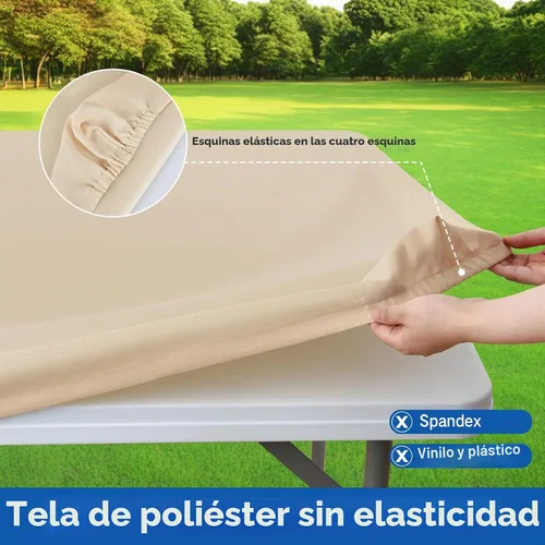Vista 2 de Fundas para mesa de tarjetas cuadradas de 34 x 34 pulgadas, resistentes al viento, lavables Beige