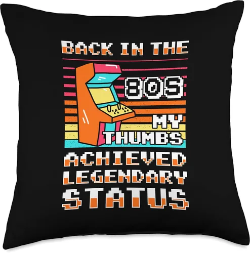 Vista 4 de Video Game Player Retro Gamer Gaming Classic 80s Arcade Game Throw Pillow