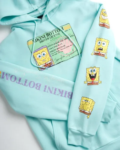 Vista 2 de Nickelodeon Mens SpongeBob and Patrick Fleece Sweatshirt Men and Womens Unisex Pullover Hoodie (Size S-XL)