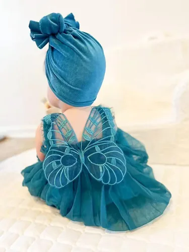 Vista 4 de Vestidos de tutú de tul mariposa en capas para niñas pequeñas vestido de princesa tutú de algodón sin mangas