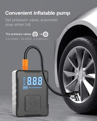 Vista 3 de Kit de inflador de neumáticos para bomba portátil Tesla, 4