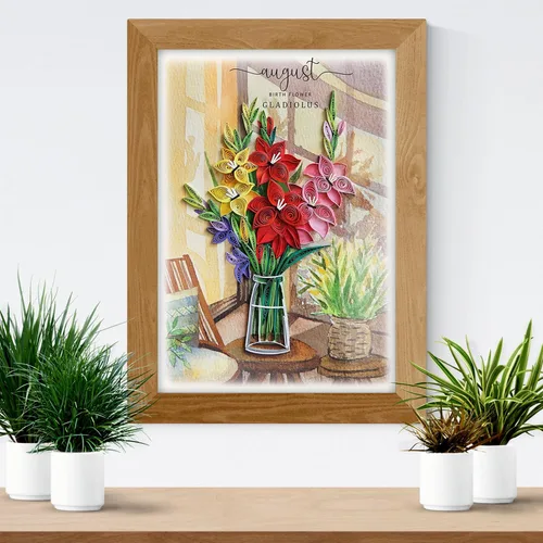 Vista 9 de Gladiolus - Tarjeta de flores de nacimiento, agosto, tarjeta floral para cumpleaños, grande, 5 x 7 pulgadas
