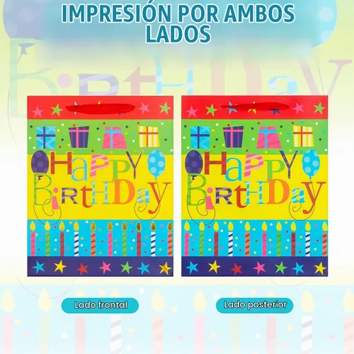 Vista 7 de Paquete de 2 bolsas grandes de regalo de cumpleaños de 12.6 pulgadas para fiesta de cumpleaños con papel de seda