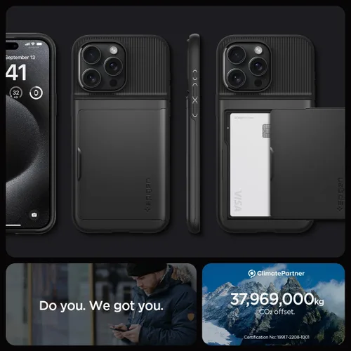 Vista 7 de Spigen Slim Armor CS - Funda diseñada para iPhone 15 Pro Max (2023) [protección de grado militar], color negro