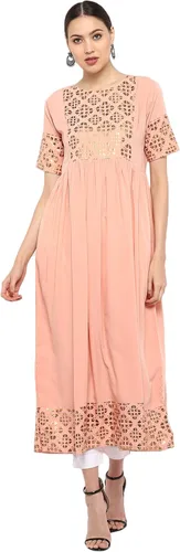 Vista 8 de Janasya Túnica india de crepé Kurti para mujer