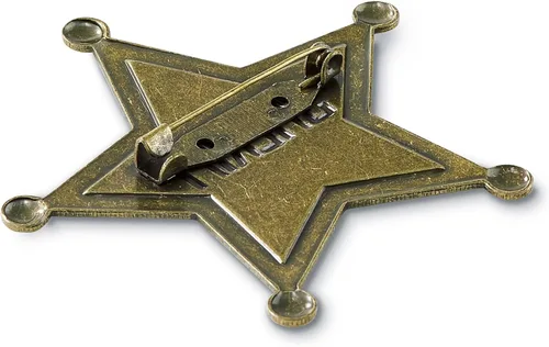 Vista 4 de Insignia del sheriff, hecha del metal, pin de la insignia de la policía, insignia de la estrella del policía occidental, accesorio del viejo oeste