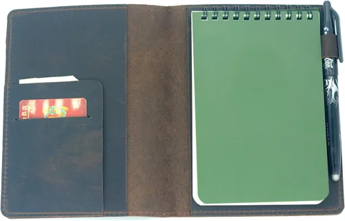 Vista 8 de JJNUSA Funda de cuero compatible con cuadernos Rite in the Rain en espiral, funda de cuero genuino envejecido para cuaderno encuadernado 3 x 5 Marrón