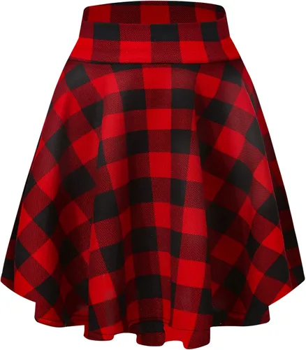 Vista 20 de Urban CoCo Women's Basic Midi Skirt Versatile Stretchy Flared Casual High Waisted Skirt Negro