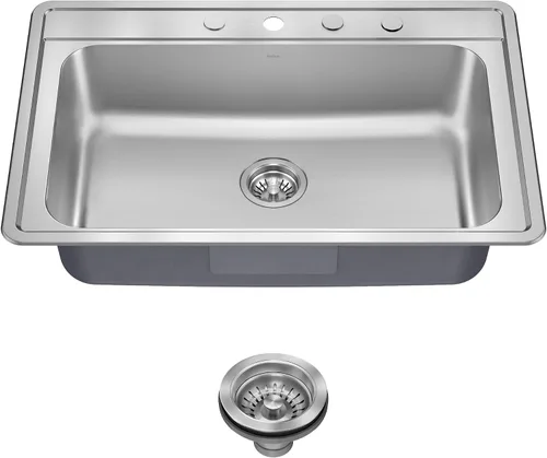 Vista 27 de Kraus KBU11 - Fregadero de cocina de acero inoxidable de 19 3/4 pulgadas, fregadero de cocina duradero de calibre 18 de un solo tazón