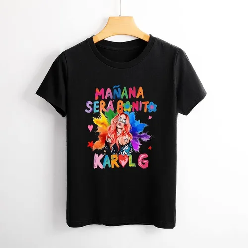 Vista 3 de Camiseta casual para mujer, camiseta gráfica de moda, cuello redondo, camisetas de verano