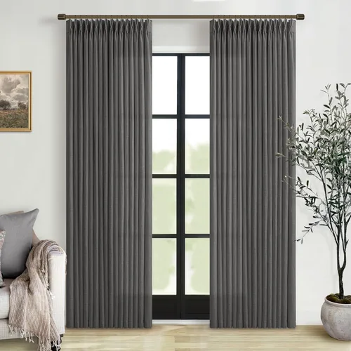 Vista 10 de TWODRAPES Cortinas de Lino Plisadas con Pinza Beige Blancas de 54 Pulgadas de Largo 2 Paneles para Comedor Cocina Dormitorio Plisadas Semi